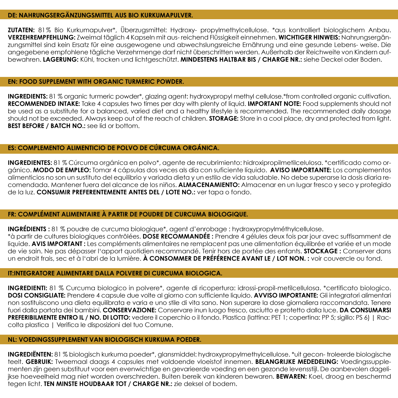 LINEAVI Kurkuma Kapseln bio (180 Kapseln)