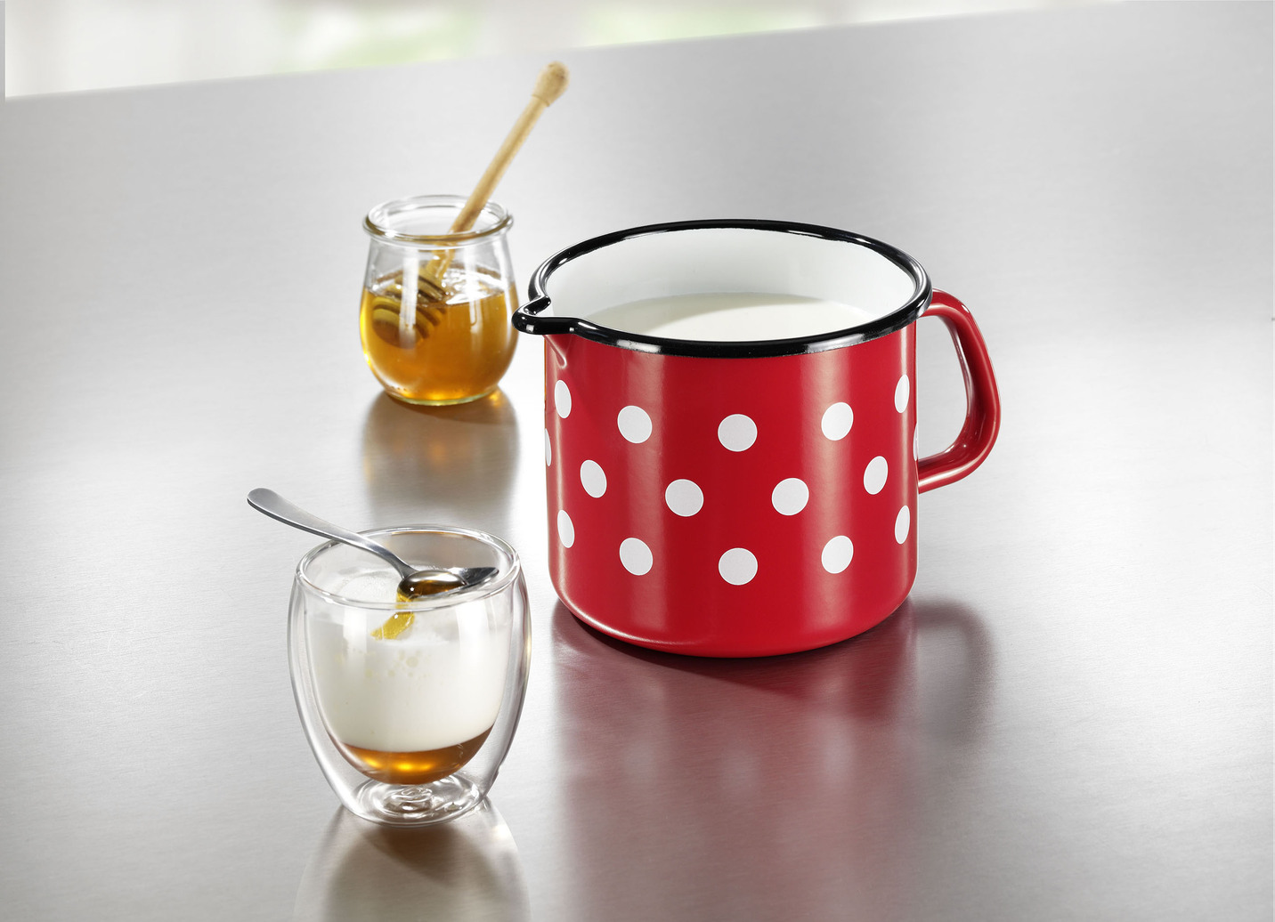 Milchtopf aus widerstandsfähigem Stahl-Emaille