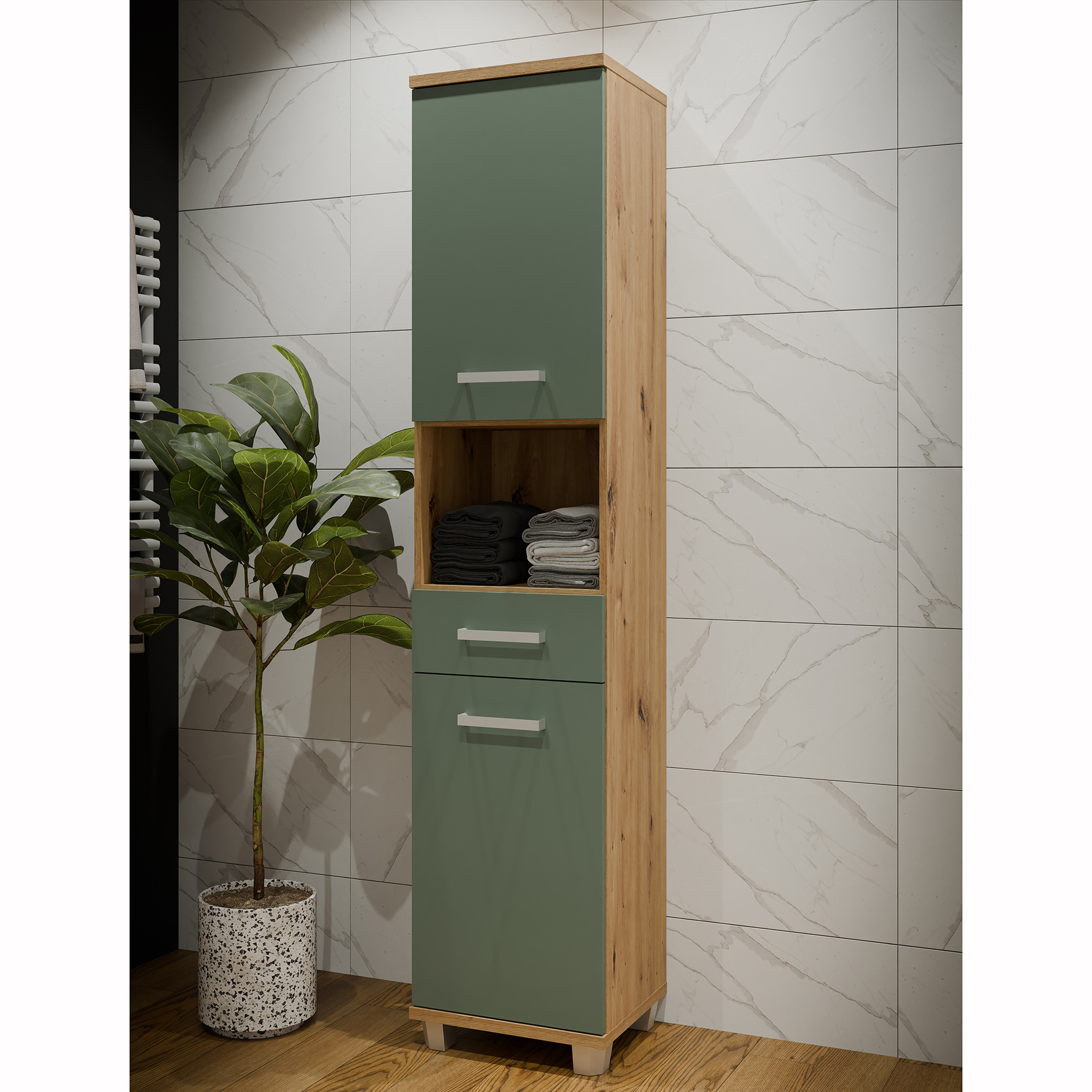 Hochschrank - Artisan Eiche-salbei - 40 cm