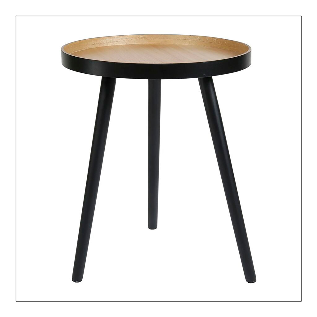 Table d'appoint bois noir ronde H 49cm