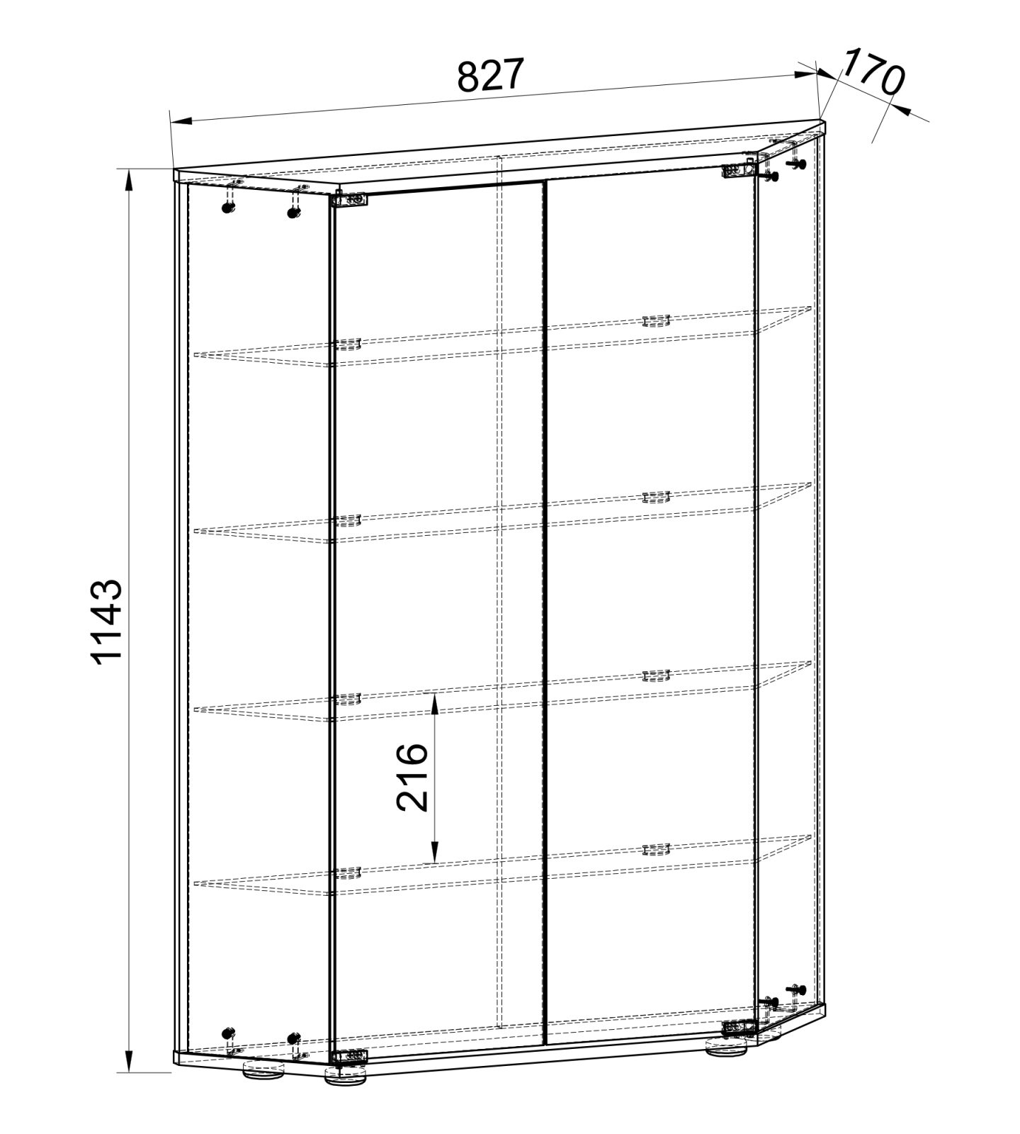 Vitrine CENILA L - weiß - abschließbar