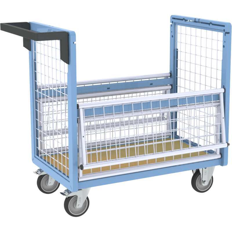 Chariot conteneur grillagé sans toit, 850 x 500 mm, 250 kg