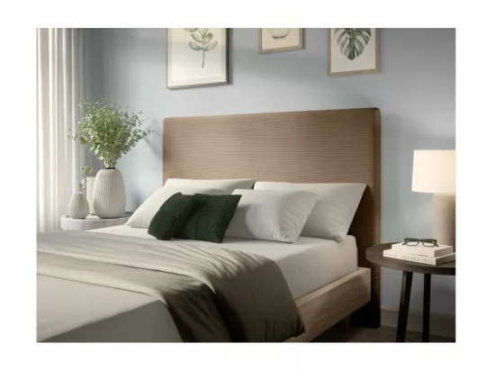 Tête de lit NUMA en velours côtelé - Taupe - Largeur 140 cm