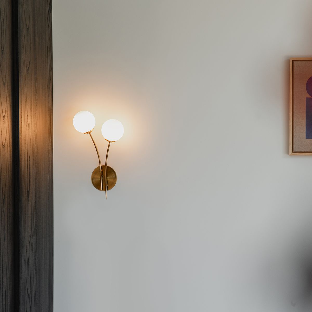 Moderne wandlamp goud met opaal glas 2-lichts  - Athens