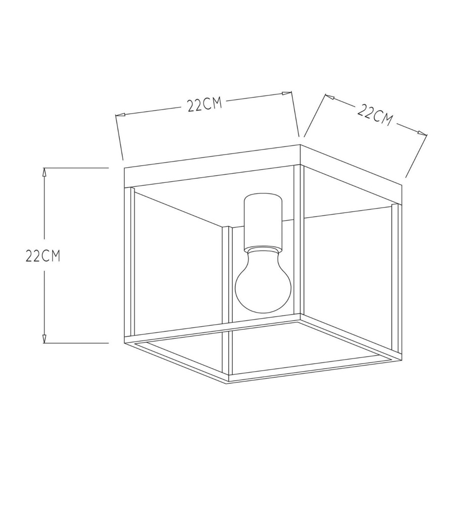 Lucide Ruben plafondlamp 22x22cm E27 zwart mat