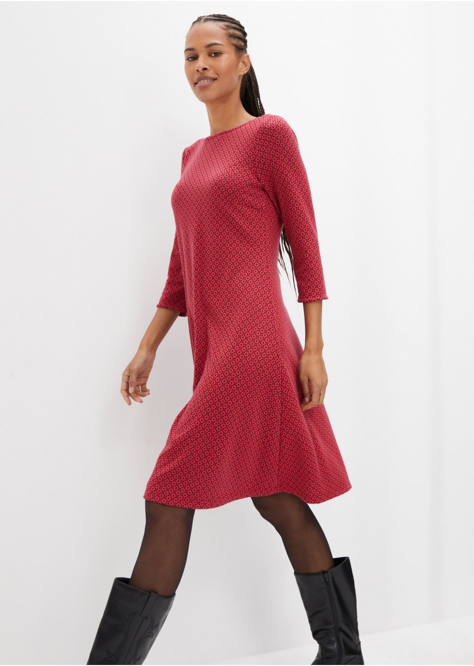 Robe Punto di Roma avec motif jacquard, longueur genou
