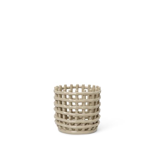 ferm LIVING Ceramic Basket, Cashmere, Lille