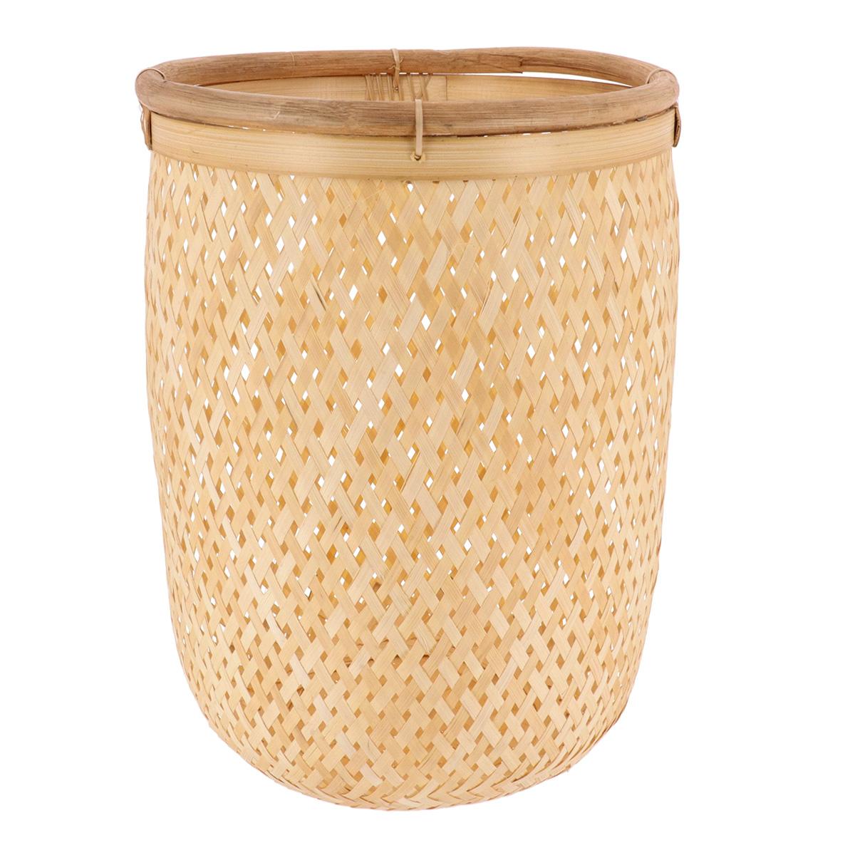 PANIERE A LINGE RONDE ROTIN ET BAMBOU 36X50CM NATUREL