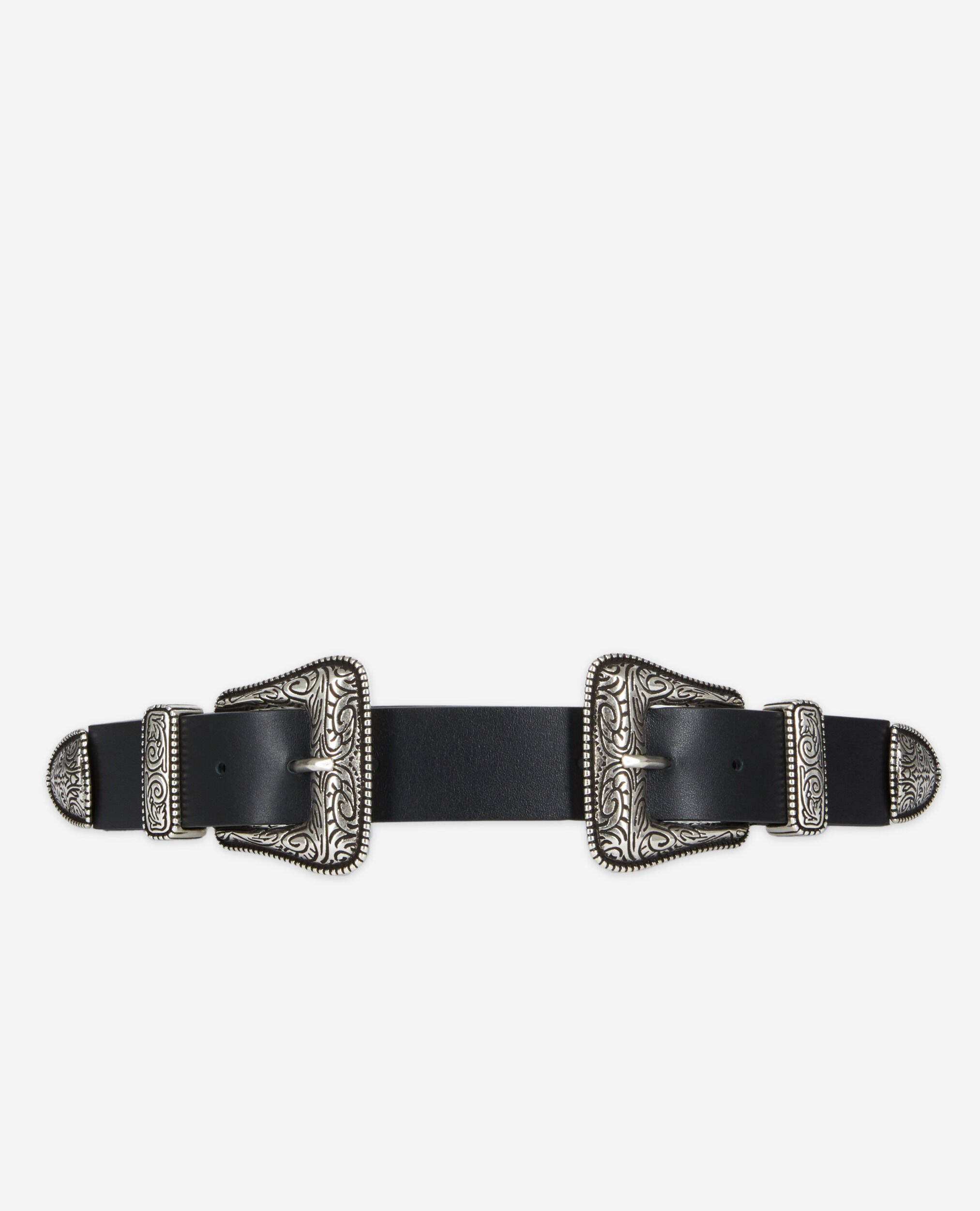 Ceinture large en cuir noire