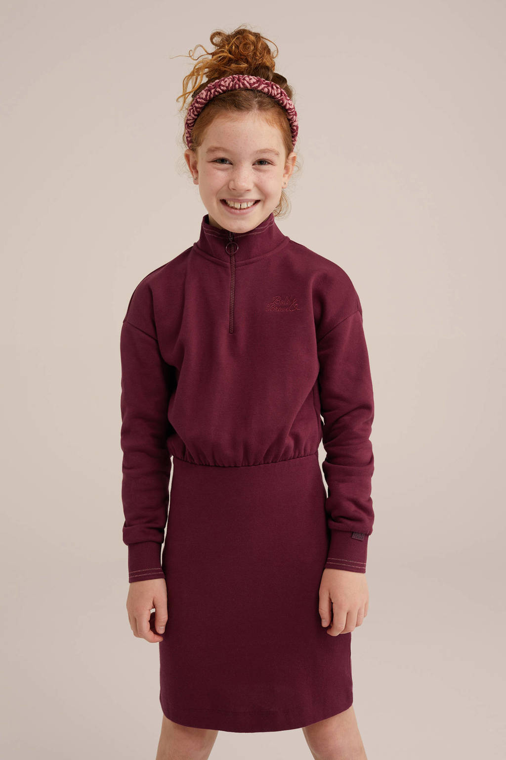 WE Fashion jurk donkerrood