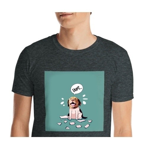 Camiseta masculina Mascochula, personalizada com a foto do seu pet, cinza escuro