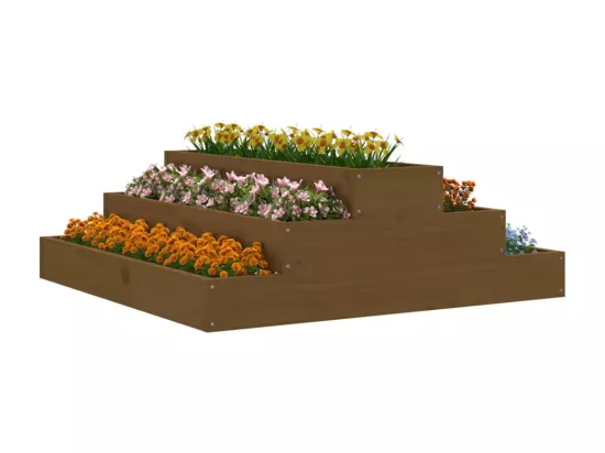 Jardinière Marron miel 80x80x27 cm Bois massif de pin