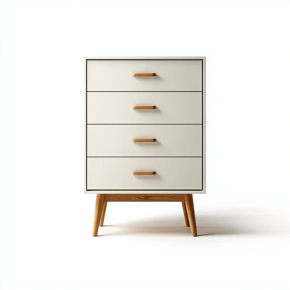 Kommode 80x40x100 cm - Skandinavisches Design, Holz, Weiß
