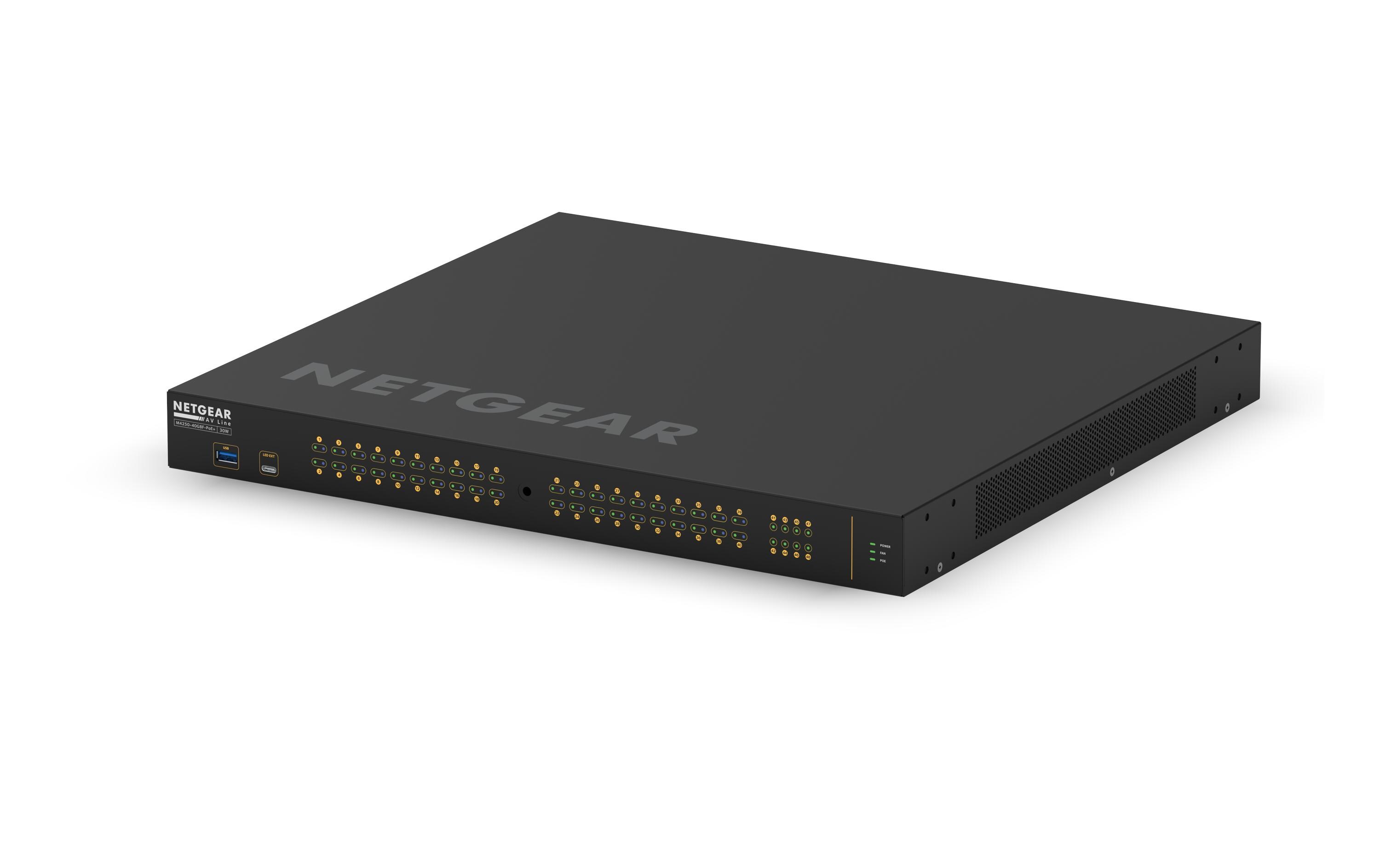 PoE+ Switch AV Line M4250-40G8F-PoE+ 48 Port<br>NETGEAR AV Line M4250-40G8F-PoE+ 40x1G PoE+ 480W und 8xSFP Managed Switch (GSM4248P)