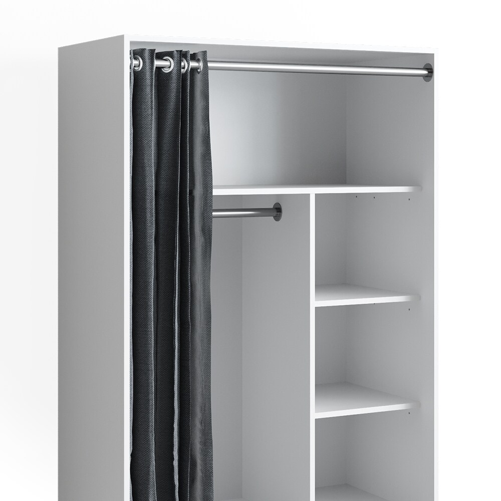 Vicco mobiler Kleiderschrank Dielenschrank Garderobe Doros Weiß 100 x 147 cm offen rollbar