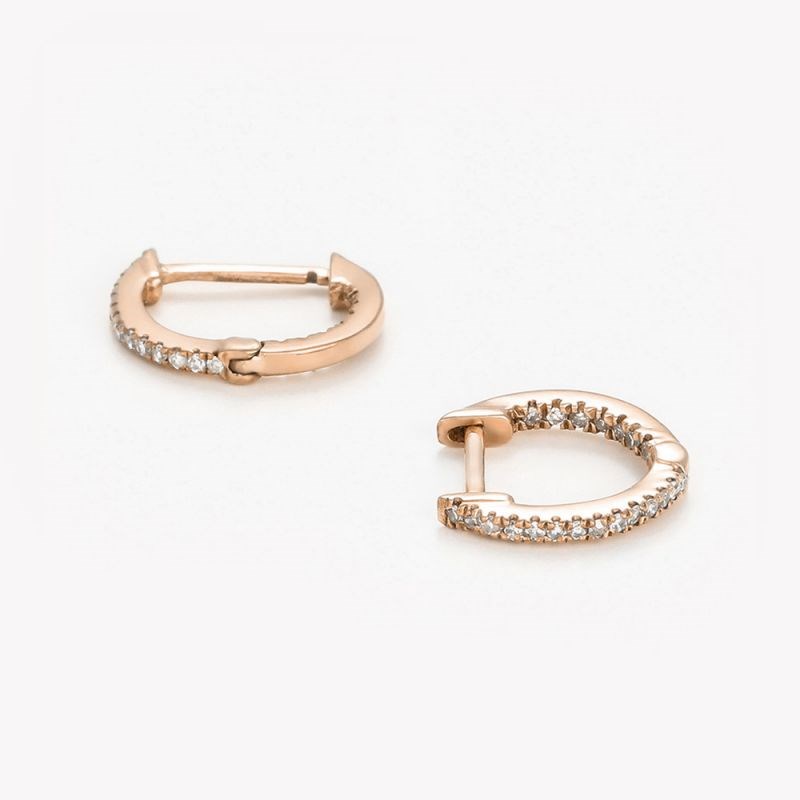 Boucles d'oreilles Or Rose et Diamants 0,08 carat 
