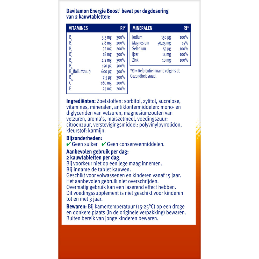 2x Davitamon Energie Boost Bosvruchten40 kauwtabletten