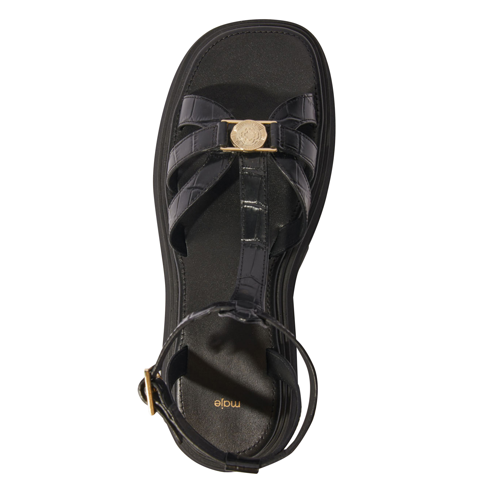 Sandales plates en cuir | Noir