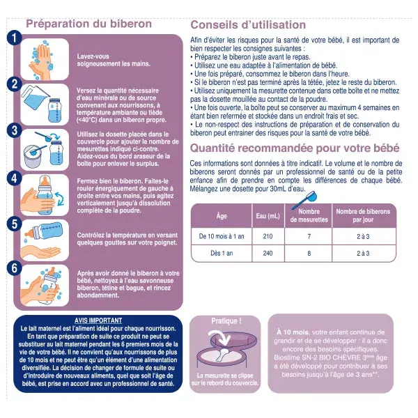 Leite de cabra orgânico para crescimento Biostime, 3ª etapa, 800g