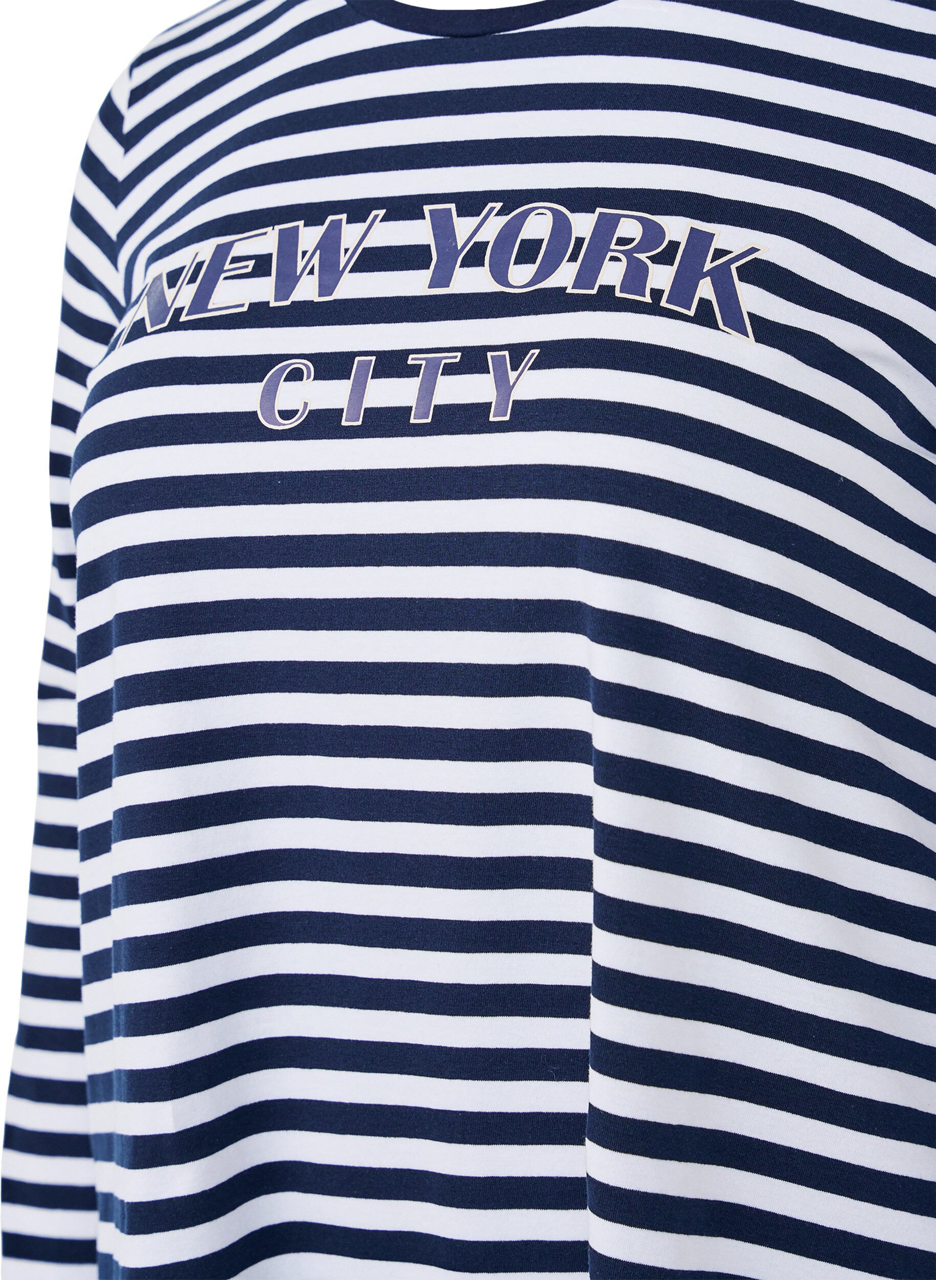 Bluse med striber og motiv