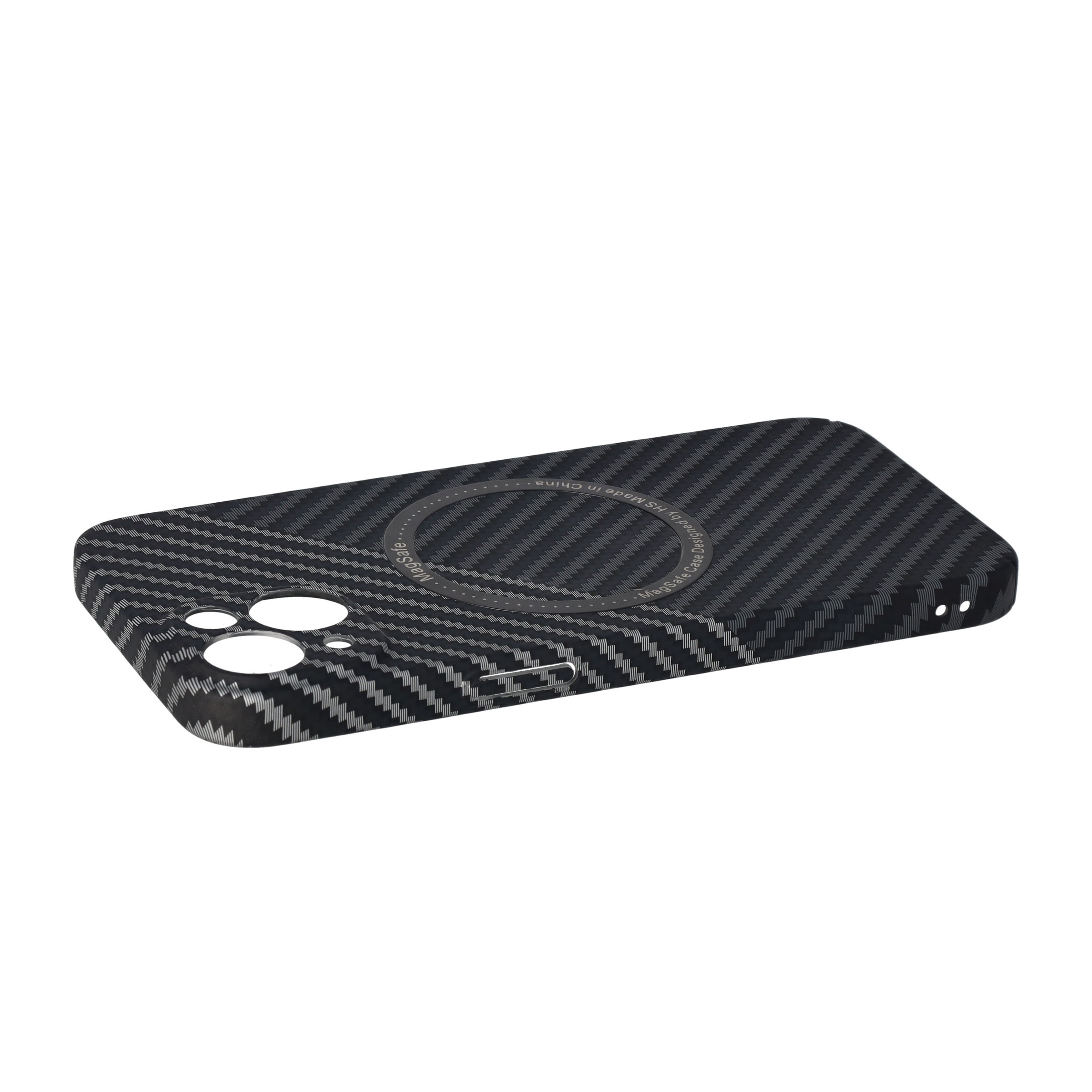 iPhone 13 MagSafe Hardcase Hülle im Carbon Look - Schwarz / Silber