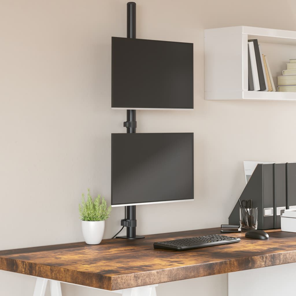 vidaXL Dubbele monitorstandaard, zwart, staal, VESA 75/100 mm