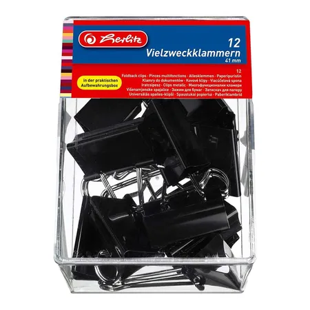 Herlitz Vielzweckklammern 41 mm, schwarz, 12er