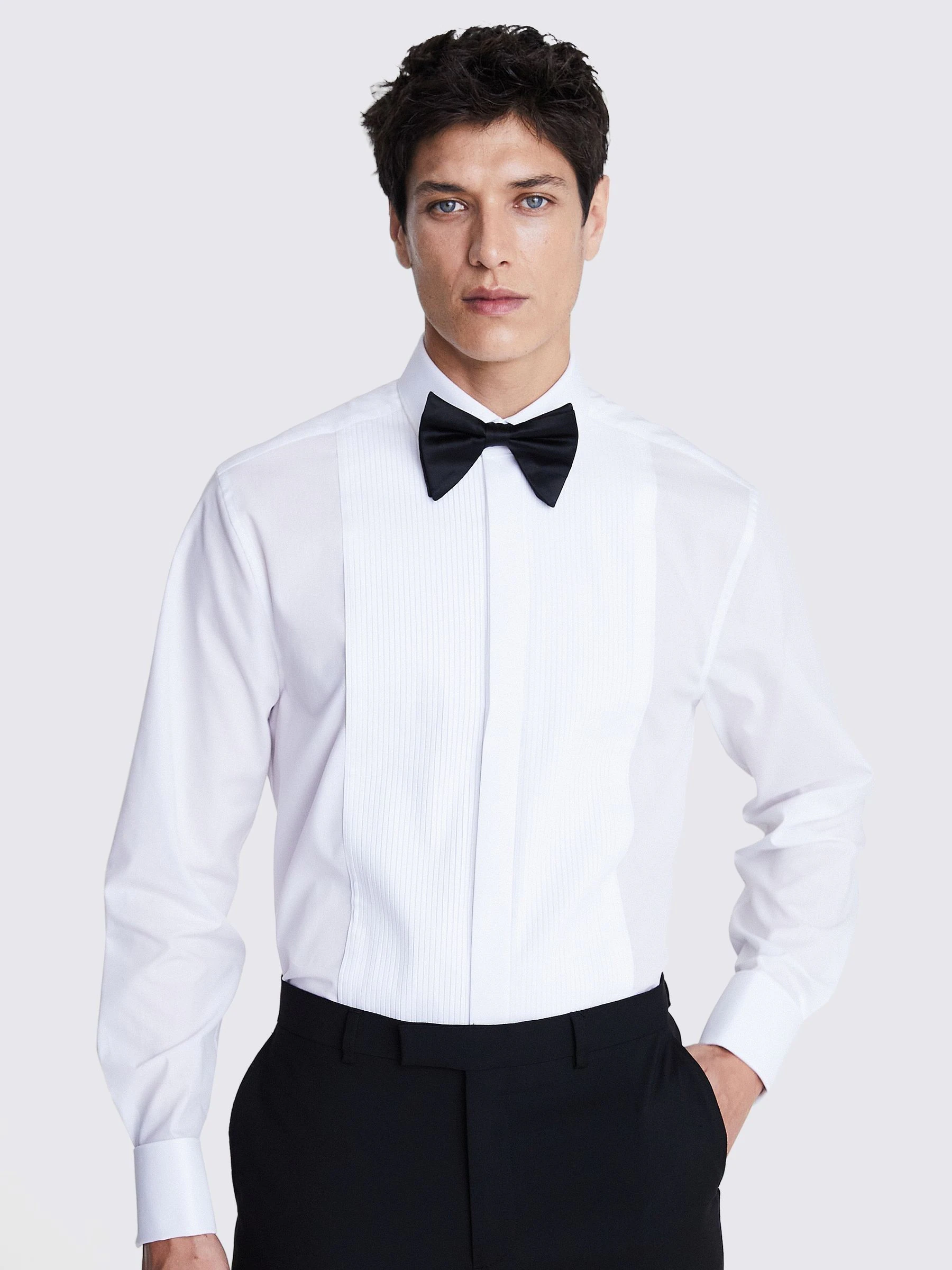 MOSS Regular Fit 100% Cotton Pleated Dress Shirt