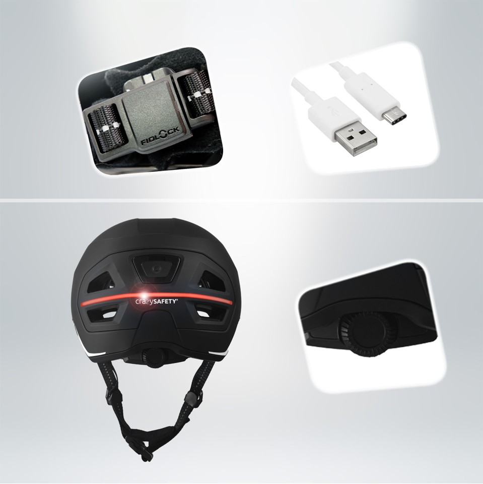 Crazy Safety - E-Bike hjelm til voksne - Black - M/L (55-61cm)