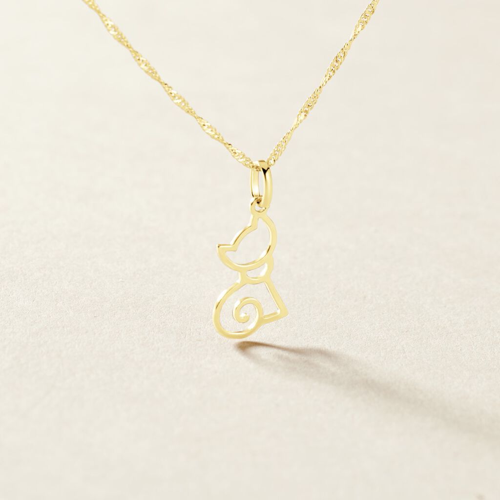 Pendentif Egee Chat Or Jaune