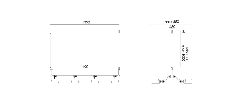 Tonone Bolt 8 hanglamp Smokey Black