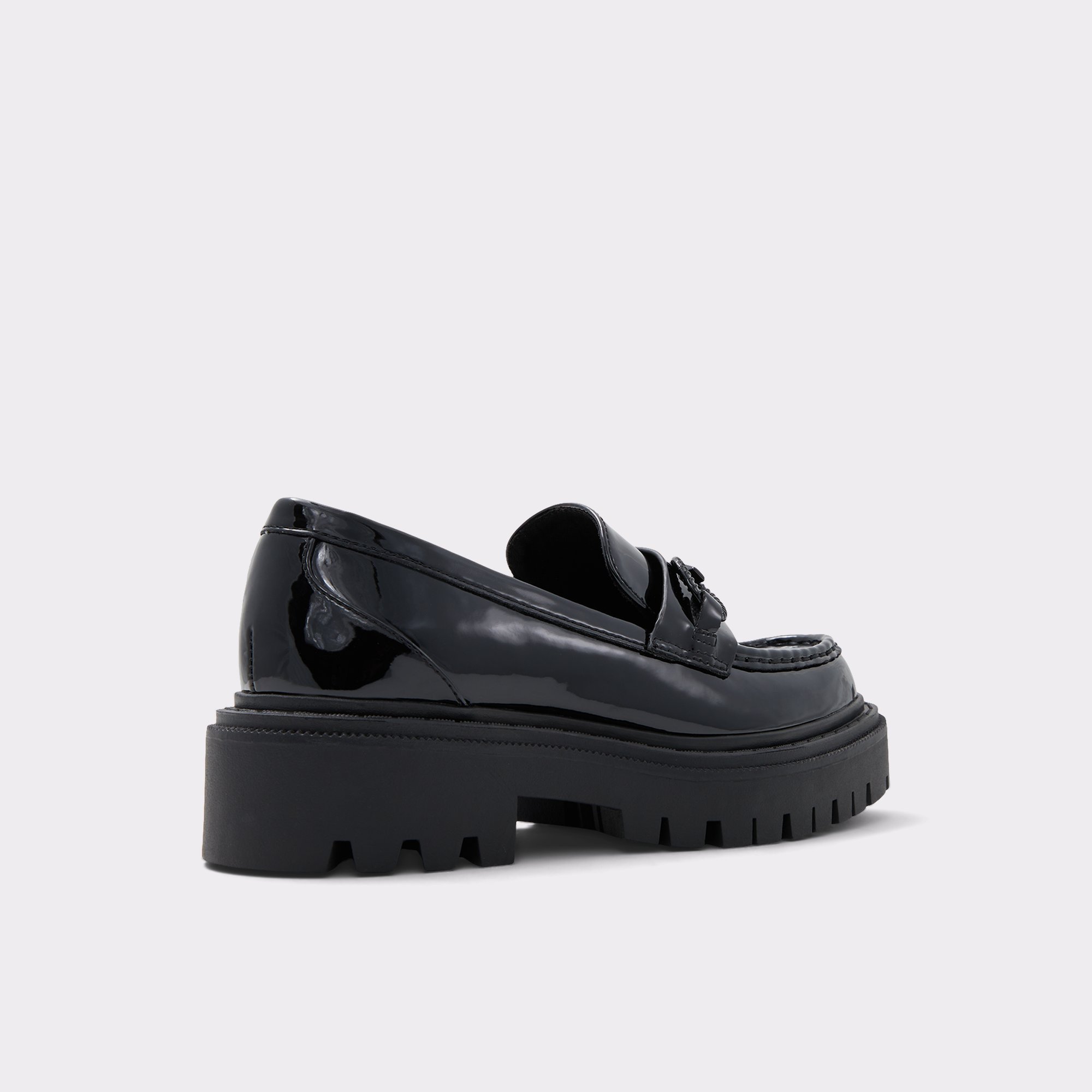 Baberiel Black Synthetic Patent Women Loafers & Oxfords