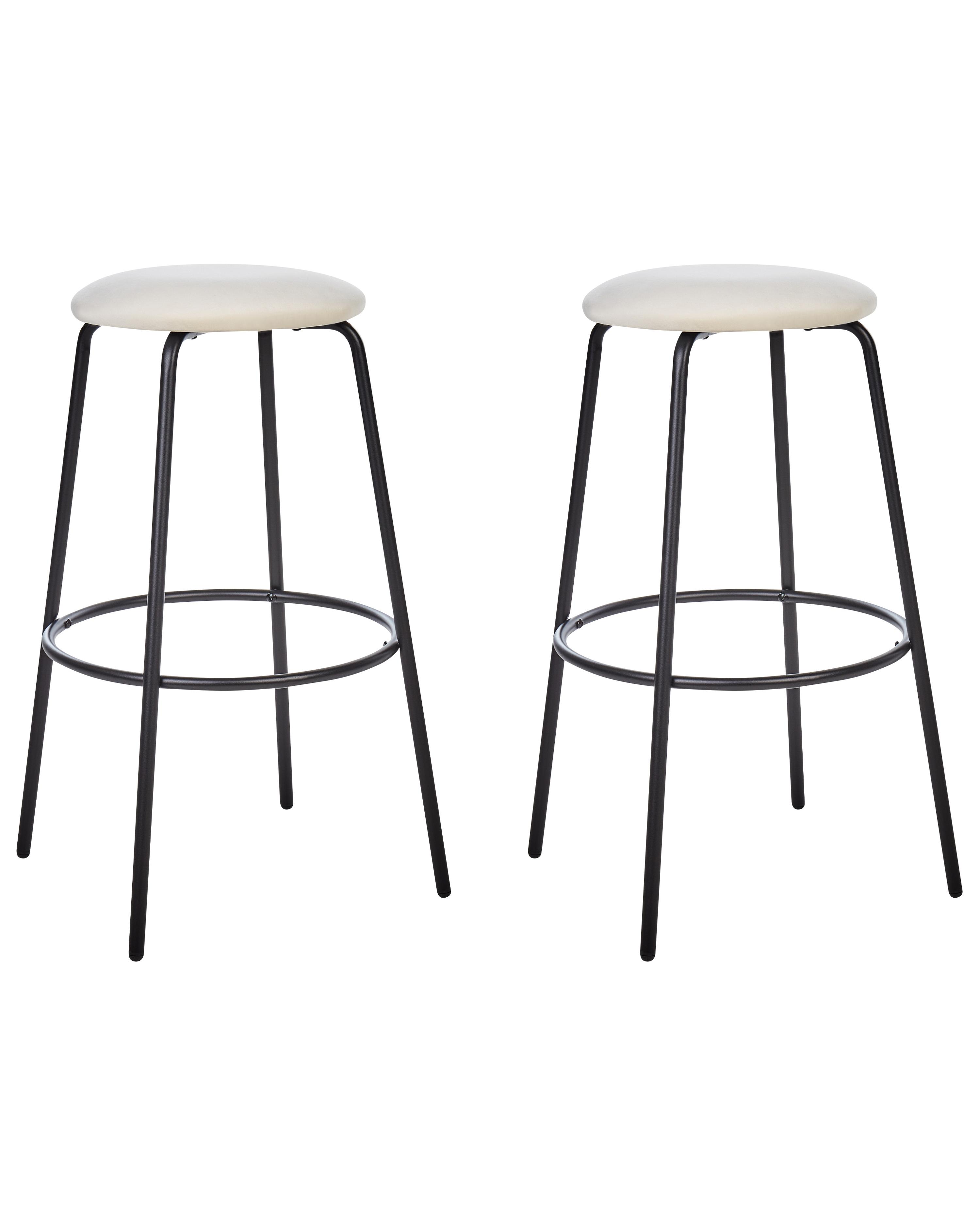Set van 2 barstoelen MORTON Fluweel Gebroken wit