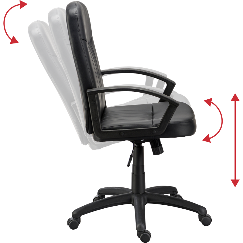 Fauteuil de bureau Harry simili cuir noir - dossier haut accoudoirs - mécanisme Basculant centré - pieds noir