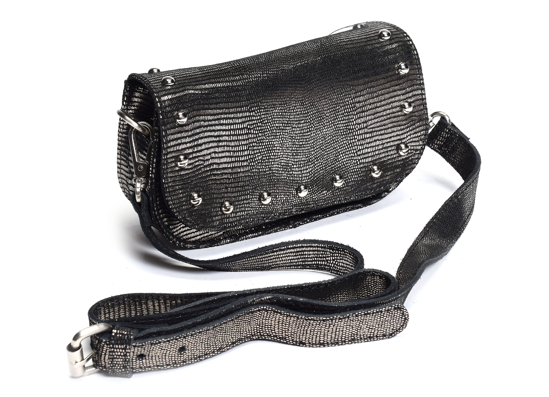 Pochette bandouliere alice he899 noir argent
