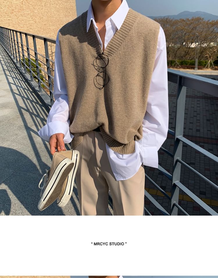 GRAYCIOUS - V-hals effen trui-vest