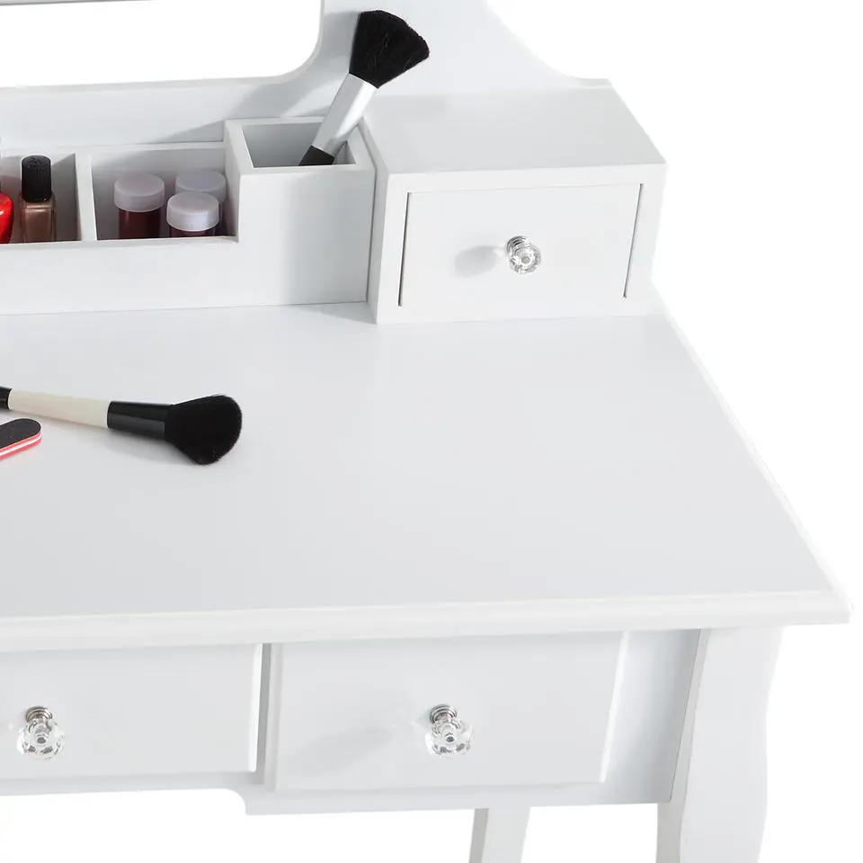 tectake Makeup-tafel Claire met hocker, Wit