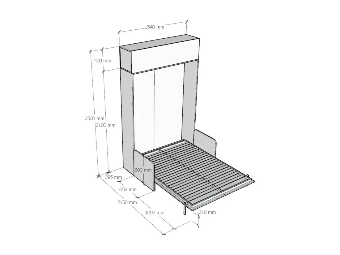 Armoire lit escamotable vertical 140 Kentaro Sofa avec èlèment haut Noyer