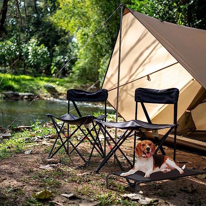 (90x60x17cm) Erhöhtes Hundebett Outdoor Camping Hundeliege Kühlendes Haustierbett - Schwarz