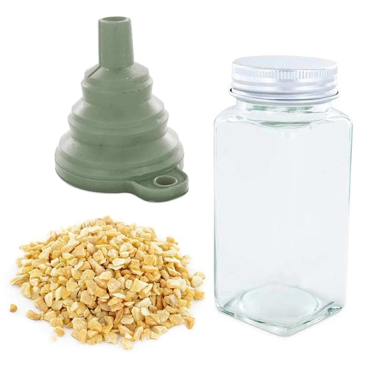 Flacon à épices poudreur + entonnoir + ail semoule 40 g Aromandise