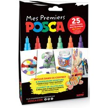 Coffret posca mes premiers marqueurs pointes pc1mc et pc3m coloris assortis 6 unites et 1 livret de 25 ateliers