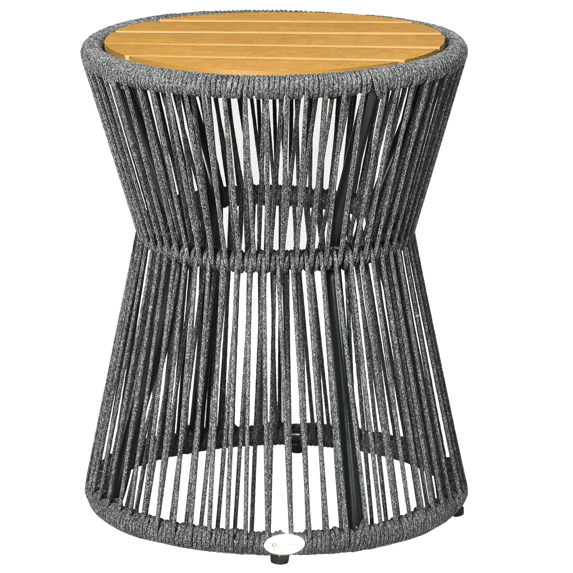 Outsunny Beistelltisch mit PE-Ratten grau 39L x 39B x 49H cm