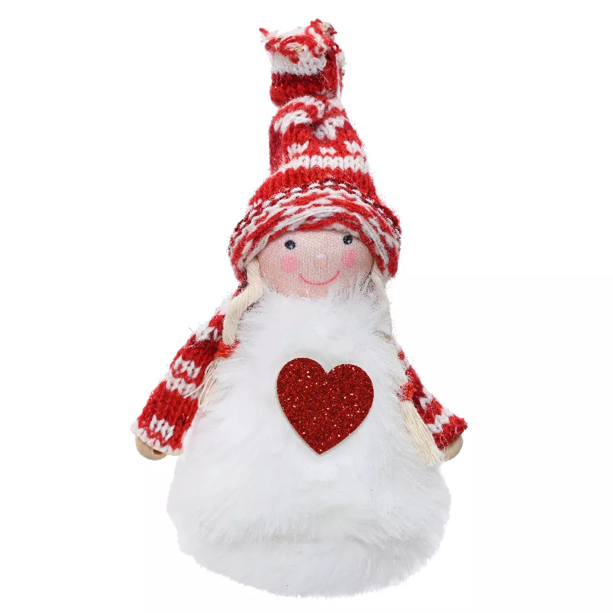 Fée de Noël à suspendre (H12 cm) Maggie Cœur pailleté Rouge
