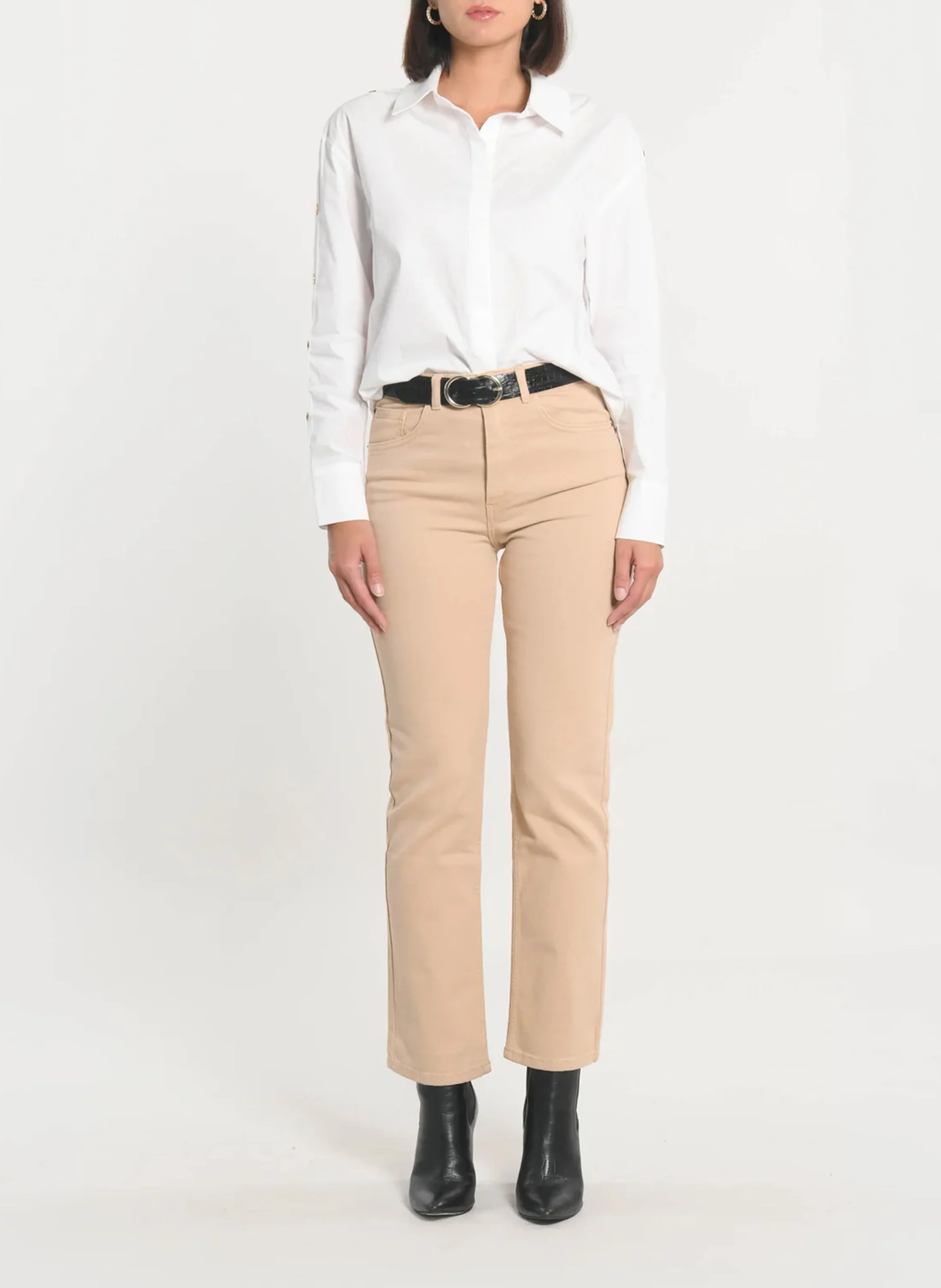 NATACHA - Chemise droite en coton | Blanc
