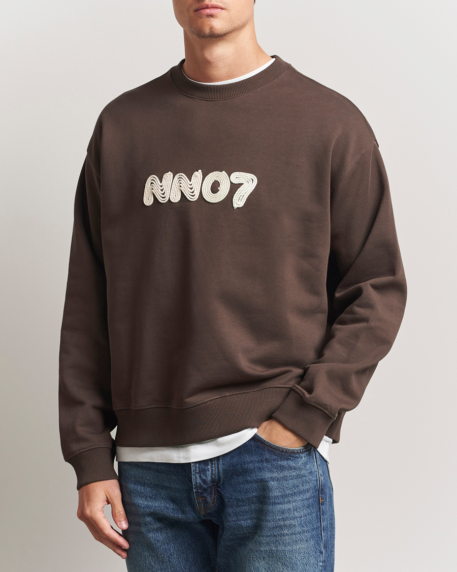NN07 David Rope Logo Crew Neck Sweatshirt Coffee