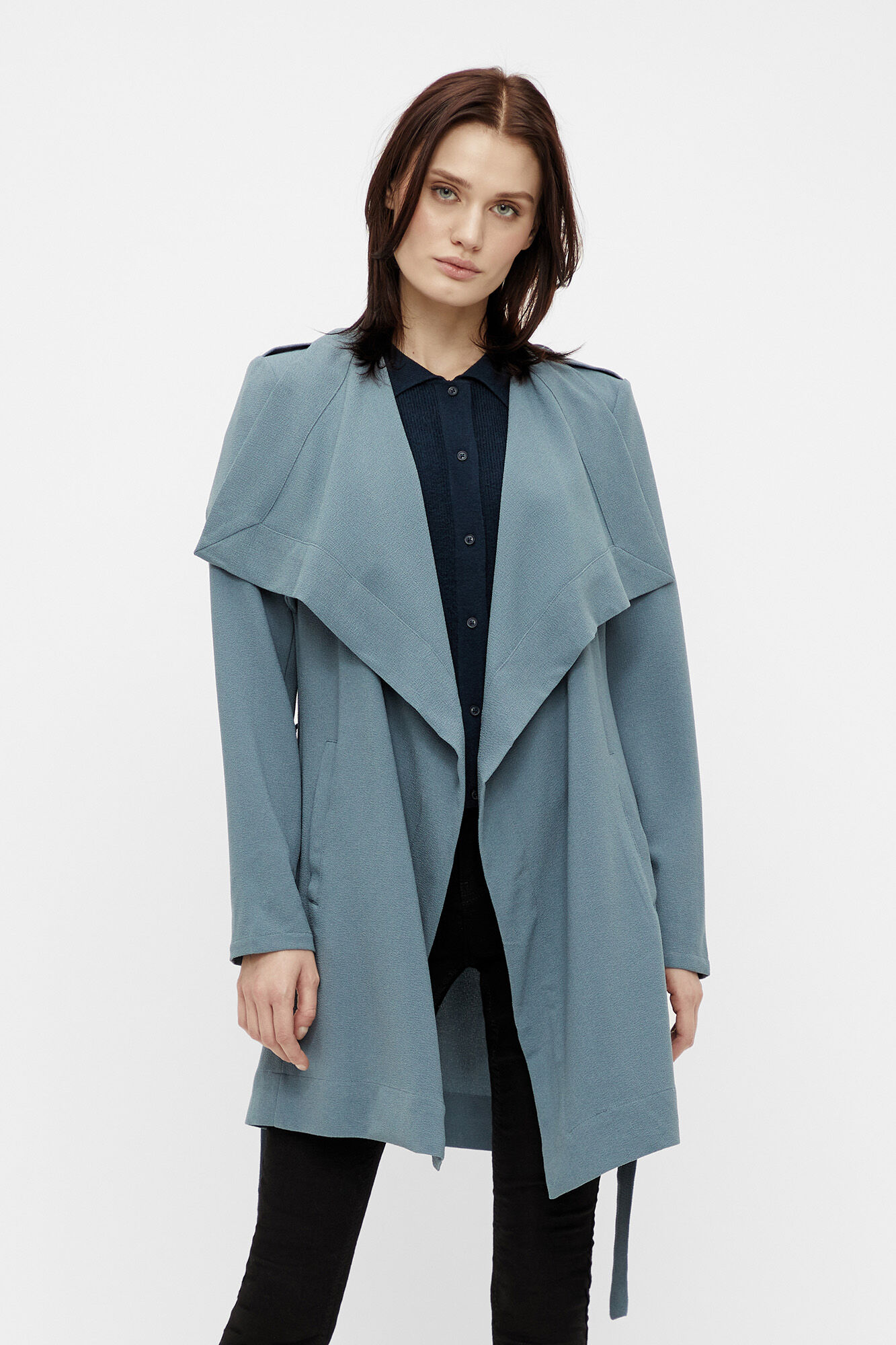 Jaqueta feminina com lapelas - Azul