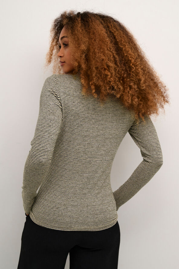 Cream CRAmma LS Turtle T-Shirt Portabella/black stripe