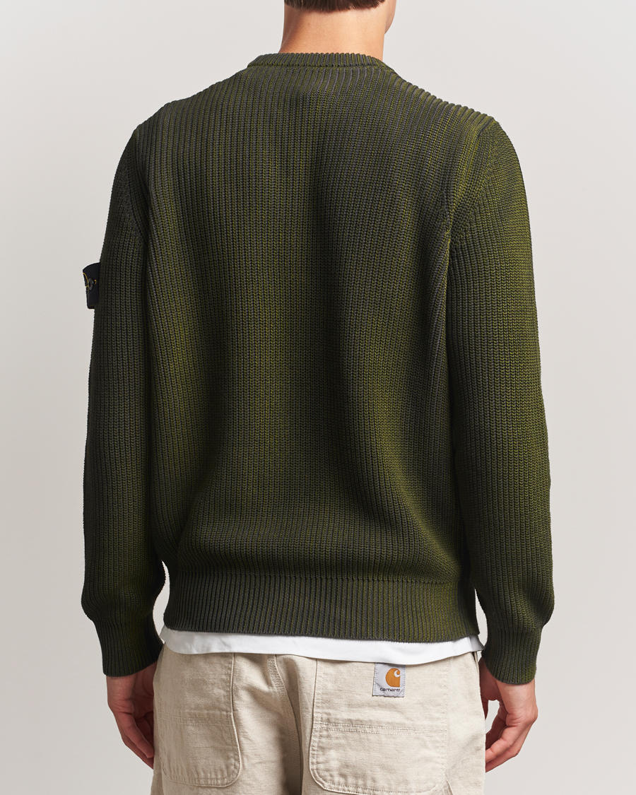 Stone Island Popcorn Stitch Spray Coloured Cotton Crewneck Green
