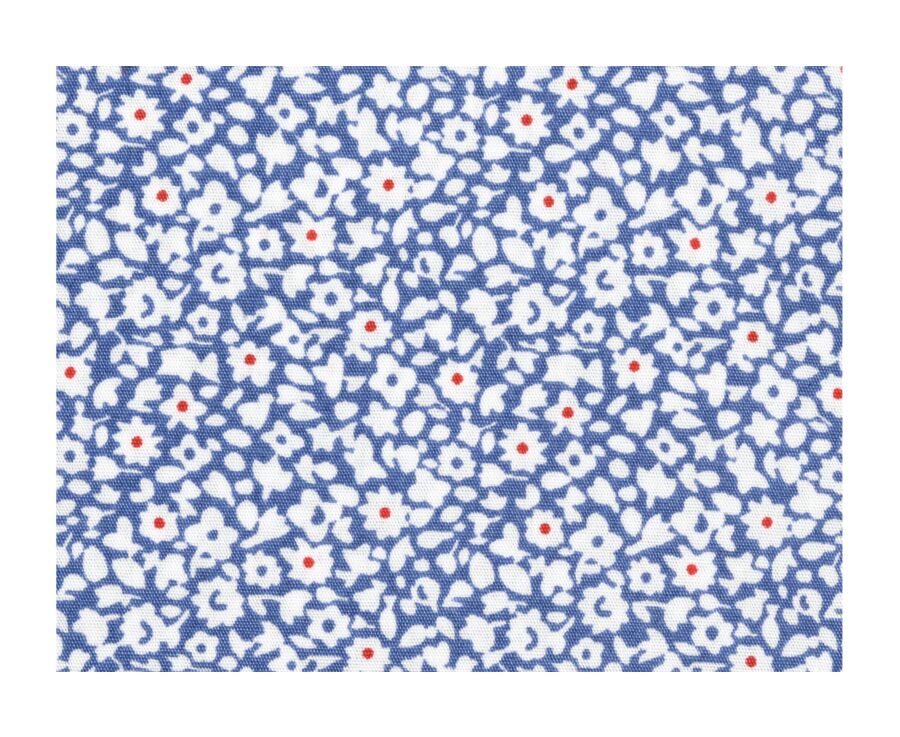 Chemise coton bleue imprimée motifs blancs et rouges - EDALBERT