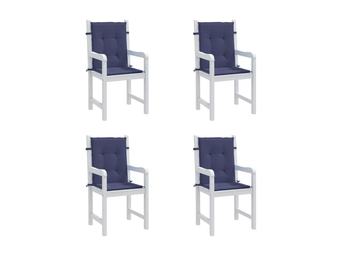 Coussins de chaise à dossier bas lot de 4 bleu marine tissu